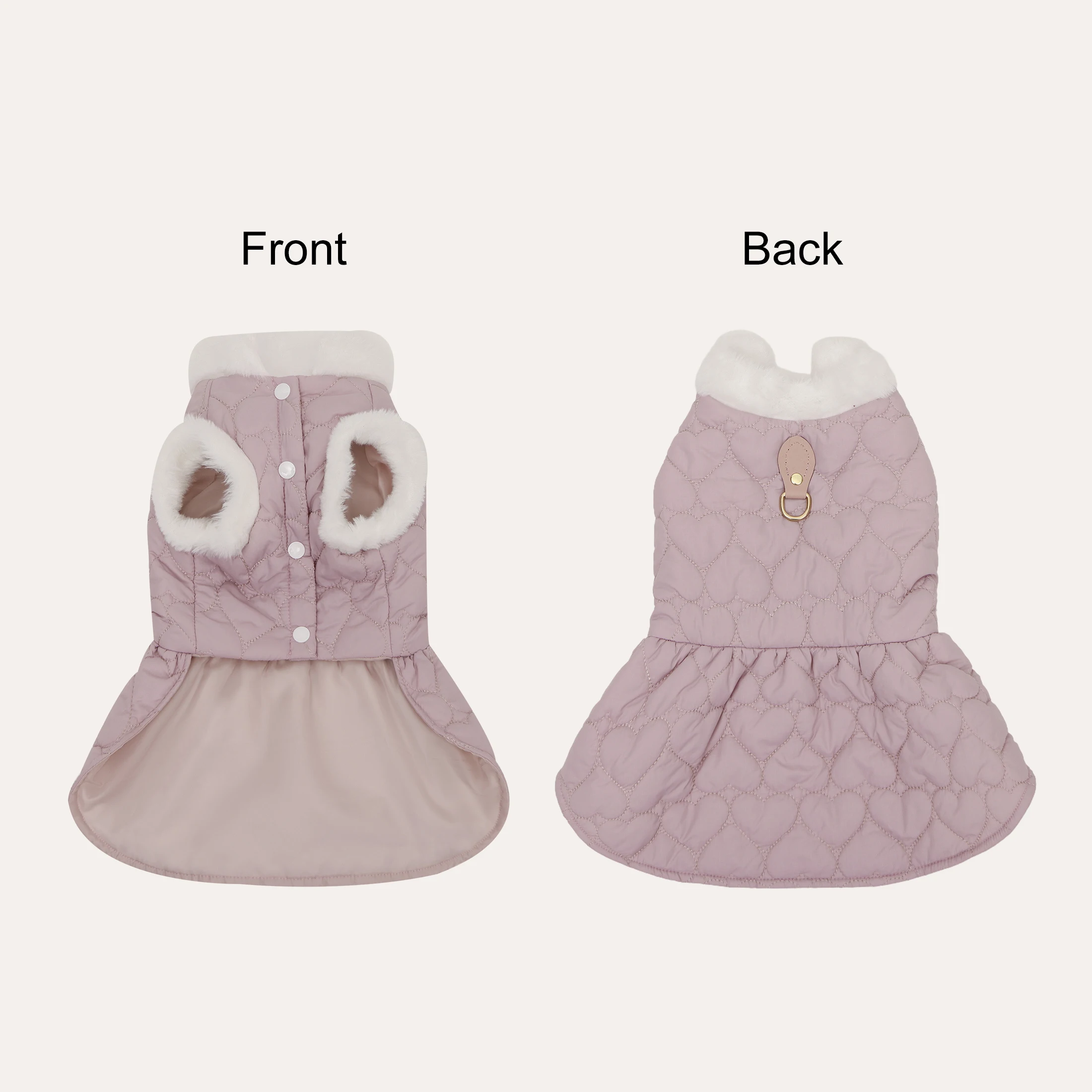Ropa de Invierno para Perros y Gatos - Chaleco Rosa con Anillo en D