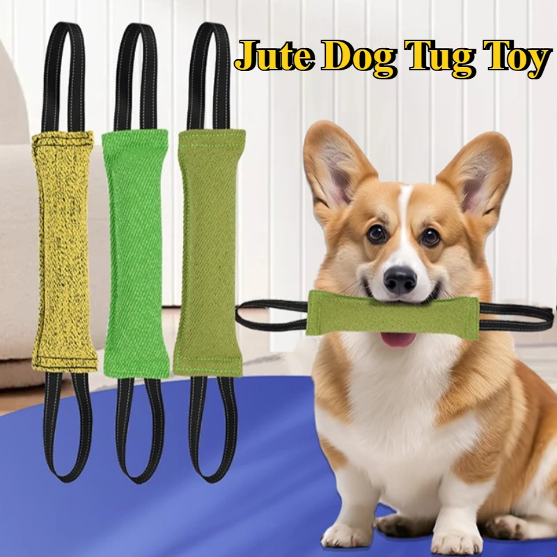 Juguete extractor de perros con doble asa, almohada para morder de yute para masticadores agresivos, equipo de entrenamiento interactivo para todos los perros - imagen 2