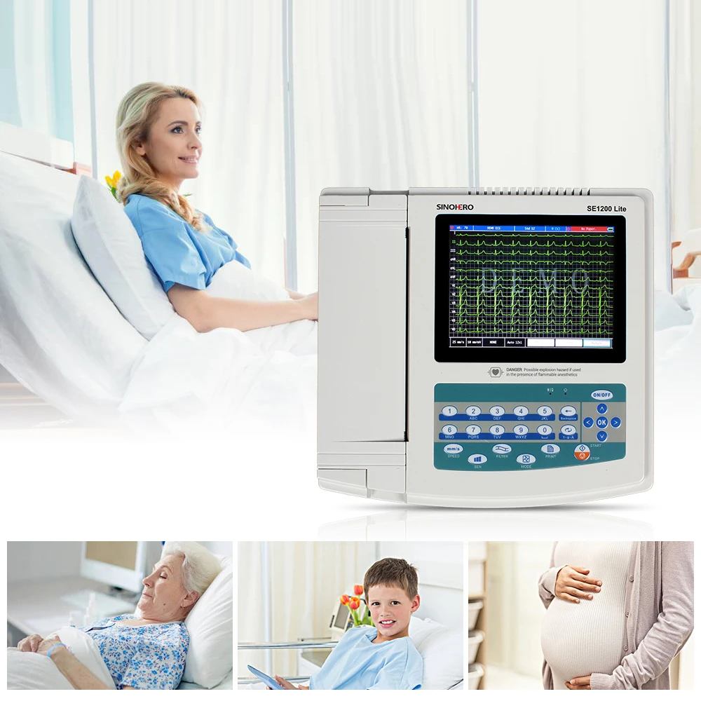 SE1200lite 12 canales 12 conductores electrocardiógrafo ECG máquina 8,4 "pantalla LCD táctil Monitor EKG con impresión térmica - imagen 2