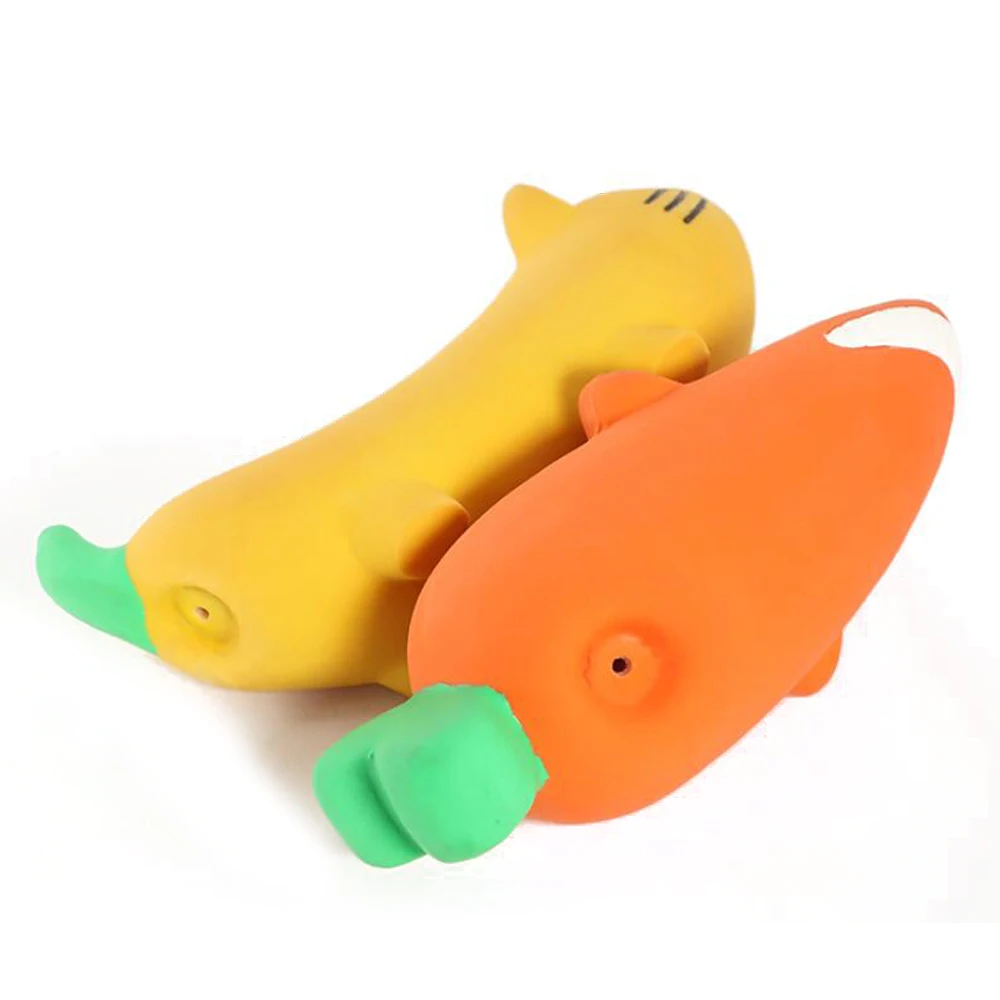 Juguete masticable con forma de fruta para perro, plátano, zanahoria, juguete chirriante interactivo para mascotas, juguete masticable suave de látex para perros pequeños y grandes, accesorios para gatos - imagen 2