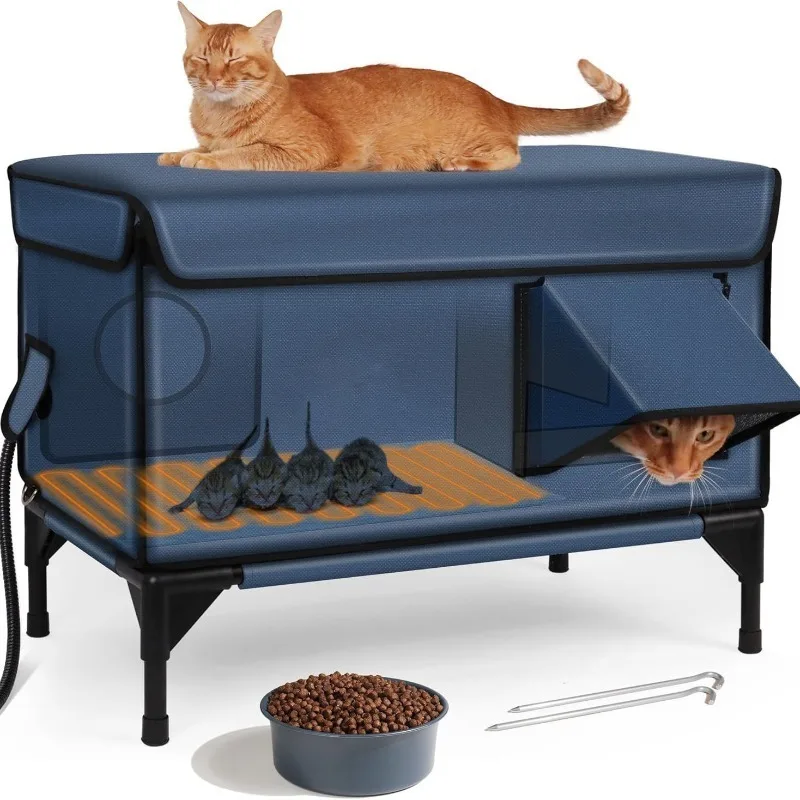 Casas impermeables para gatos, casas plegables para exteriores, aislamiento térmico, cama para gatos a prueba de viento, camas de seguridad a prueba de sol para gatitos y mascotas, producto - imagen 5