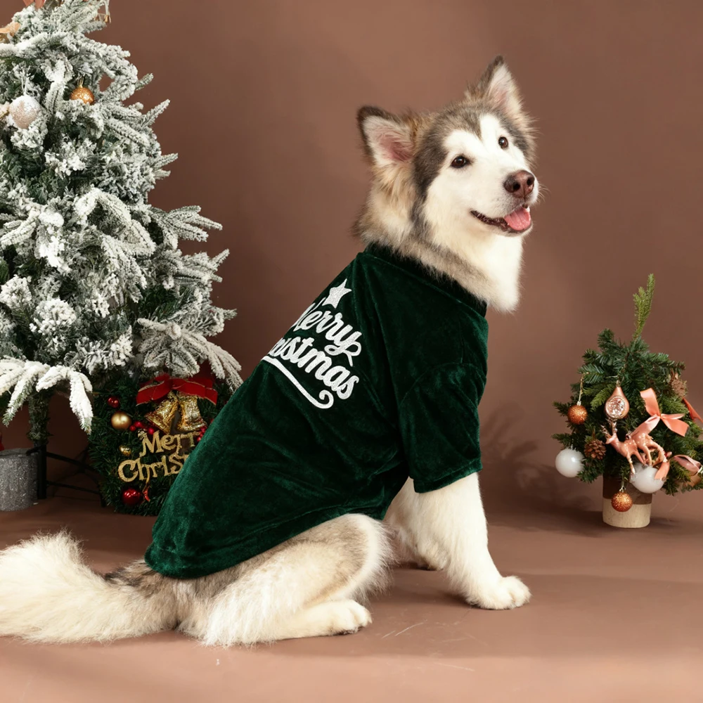 Jerséis navideños para perros grandes, ropa cálida para mascotas de otoño e invierno para perros medianos y grandes, suéter samoyedo Husky, ropa de terciopelo para mascotas - imagen 5