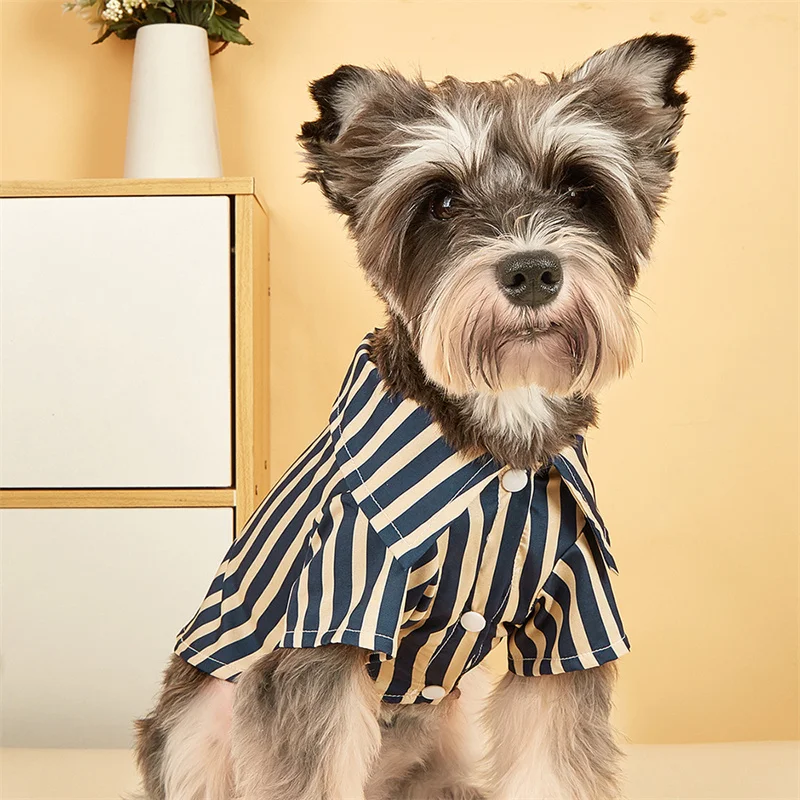 Spring Summer Pet Clothes Classic Stripes Puppy Dog Shirts for Small Dogs Yorkshire Schnauzer Fashion Soft Pets T-shirt Outfits - imagen 3