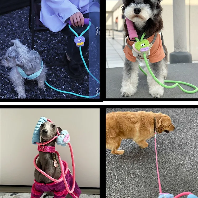 Correa de tracción para perro, peso ligero, colores de contraste, sin tirones, profesional, con mango suave de silencio, 140cm - imagen 5