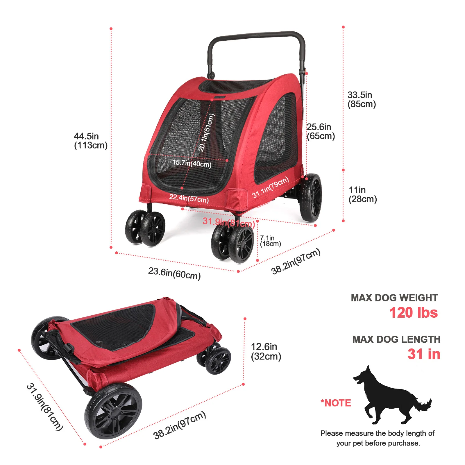 Espacio interior amplio para perros grandes
