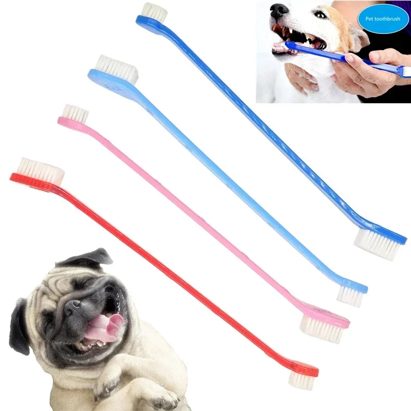 Cepillo de dientes súper suave para perros, cepillos de dientes de doble cabeza para perros, juego de cepillos de dientes para el cuidado de mascotas y gatos, suministros para limpieza de dientes de perros y mascotas - imagen 3