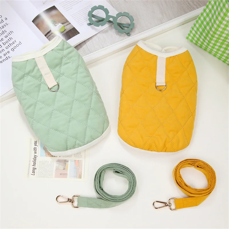 Abrigo cálido de invierno para gatos, ropa para mascotas con estampado bonito y anillo de tracción, traje para mascotas con cuerda para caminar para gatito siamés Sphynx - imagen 3