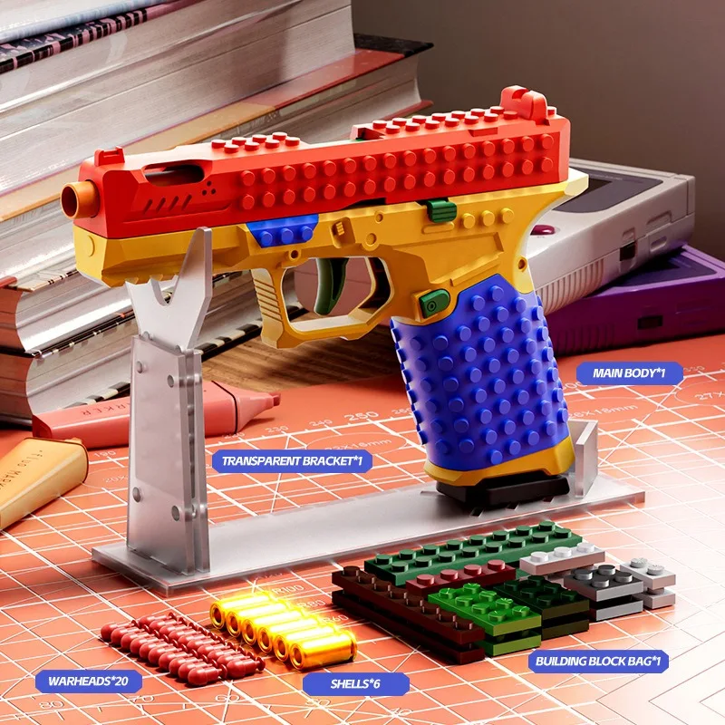 Pistola de juguete con disparo automático y bloques para niños - imagen 3