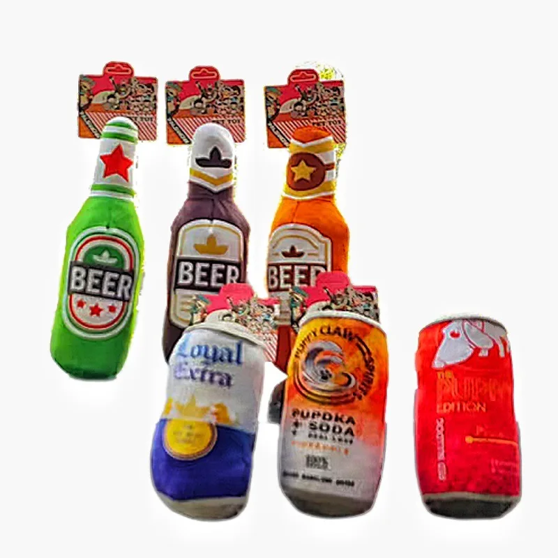 Juguete de peluche para latas y botellas de vino para perros, juguete molar chirriante resistente a masticar, duradero no tóxico para entrenamiento interactivo y alivio del aburrimiento, - imagen 4
