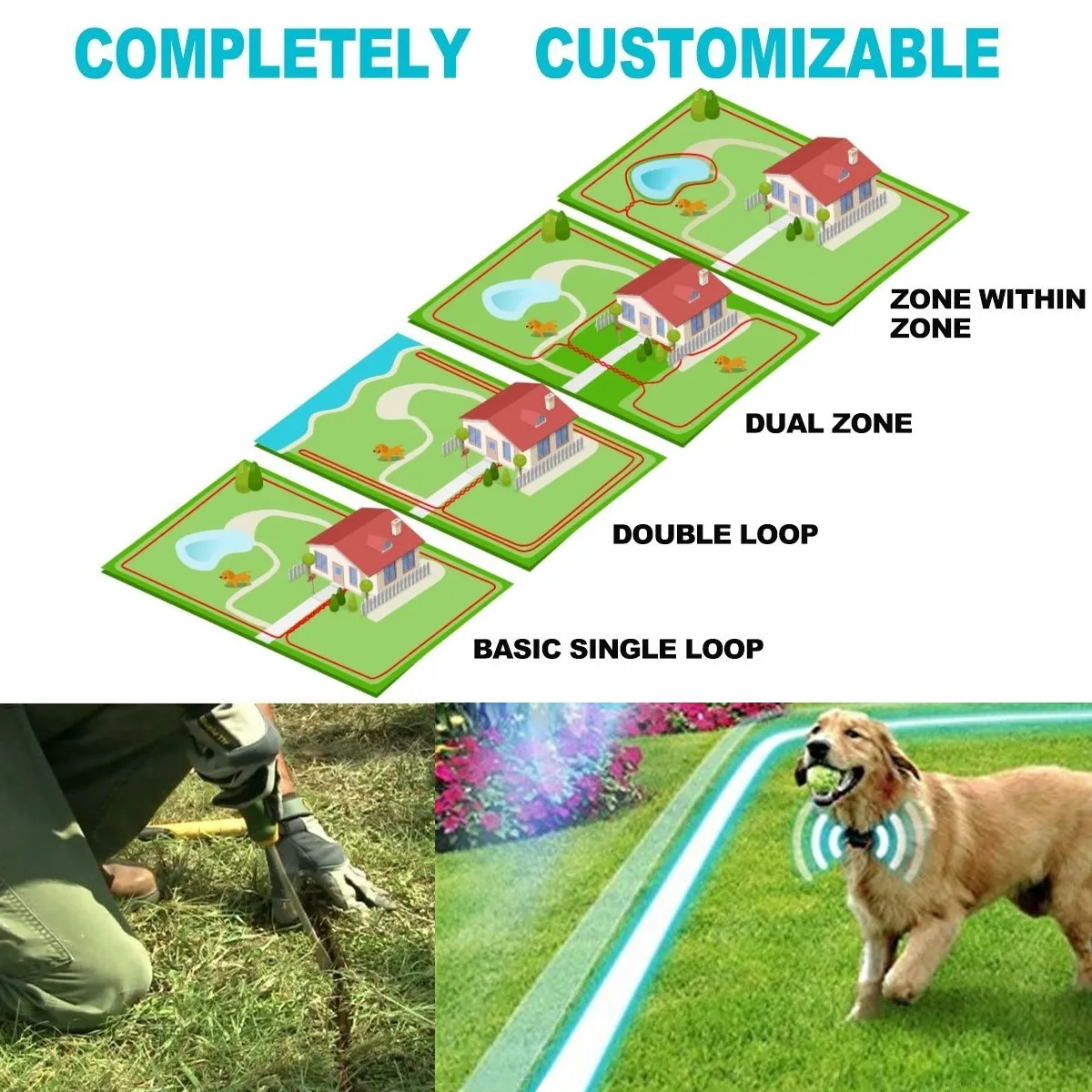 TP16 Pet Dog Electric Fence, Rechargeable Waterproof, 6 Level, Dog Wired Fence Containment, Pet Training Collar, Anti Run Away - imagen 5