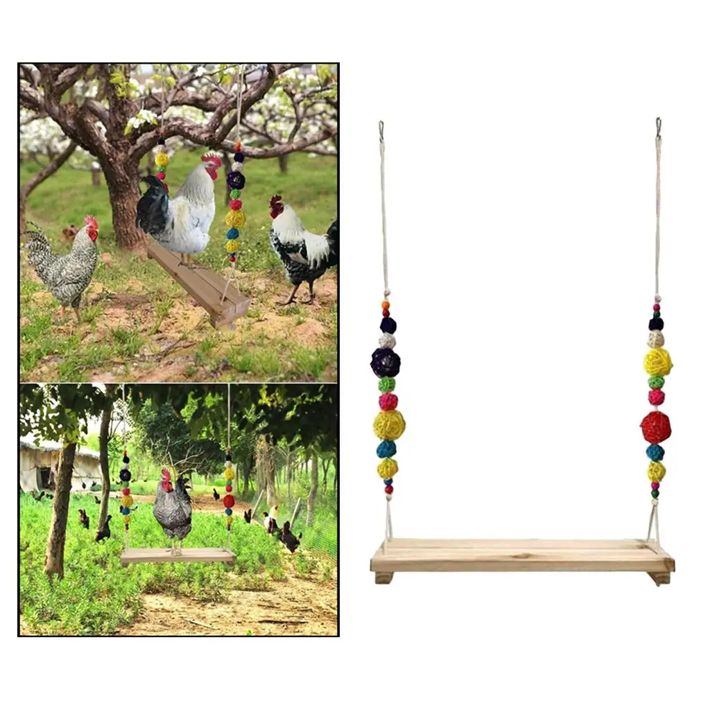 Pet Chicken Wood Swing Toys Natural Wooden for Hens Large Bird Parrot Parakeets
