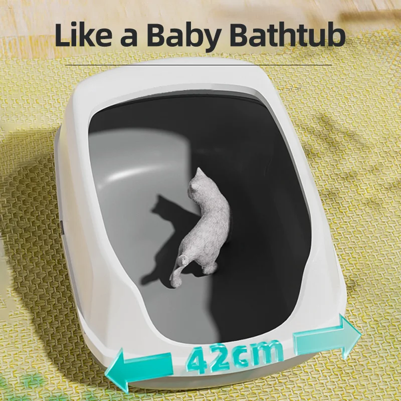 HOOPETCat-caja de arena de gran capacidad, arena semicerrada para mascotas, suministros para gatitos, orinal para gatos, caja de arena abierta para gatos - imagen 5