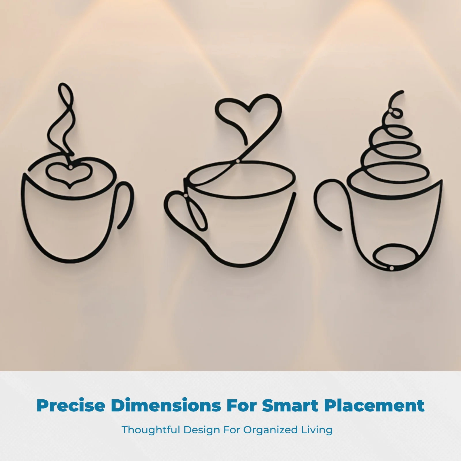 Decoración pared cocina – 3 taza café estilo rústico para adulto - imagen 3