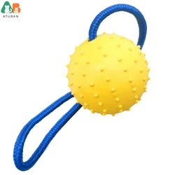 Pelota entrenamiento con cuerda: caucho natural para perro