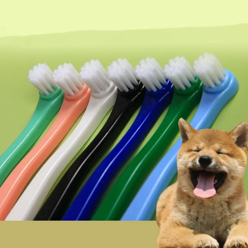 Cepillo de dientes para perros, cepillo de dientes para mascotas de cabeza pequeña, juego de 2 piezas, limpieza de dientes para perros, cuidado bucal, cepillos de dientes para cachorros, traje de cepillo de dientes para gatos con mango largo - imagen 2