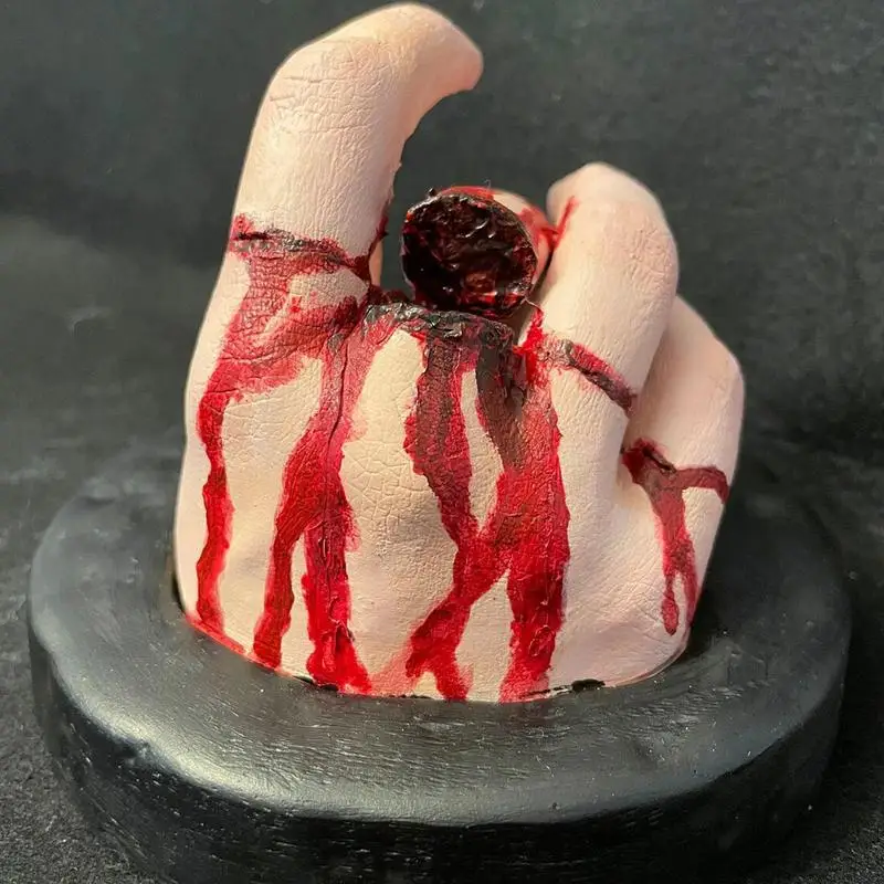 Figura de Arte de resina de dedo cortado, utilería para fotos de fiesta de Halloween, adorno de decoración de jardín para estantería, mesa de comedor - imagen 4