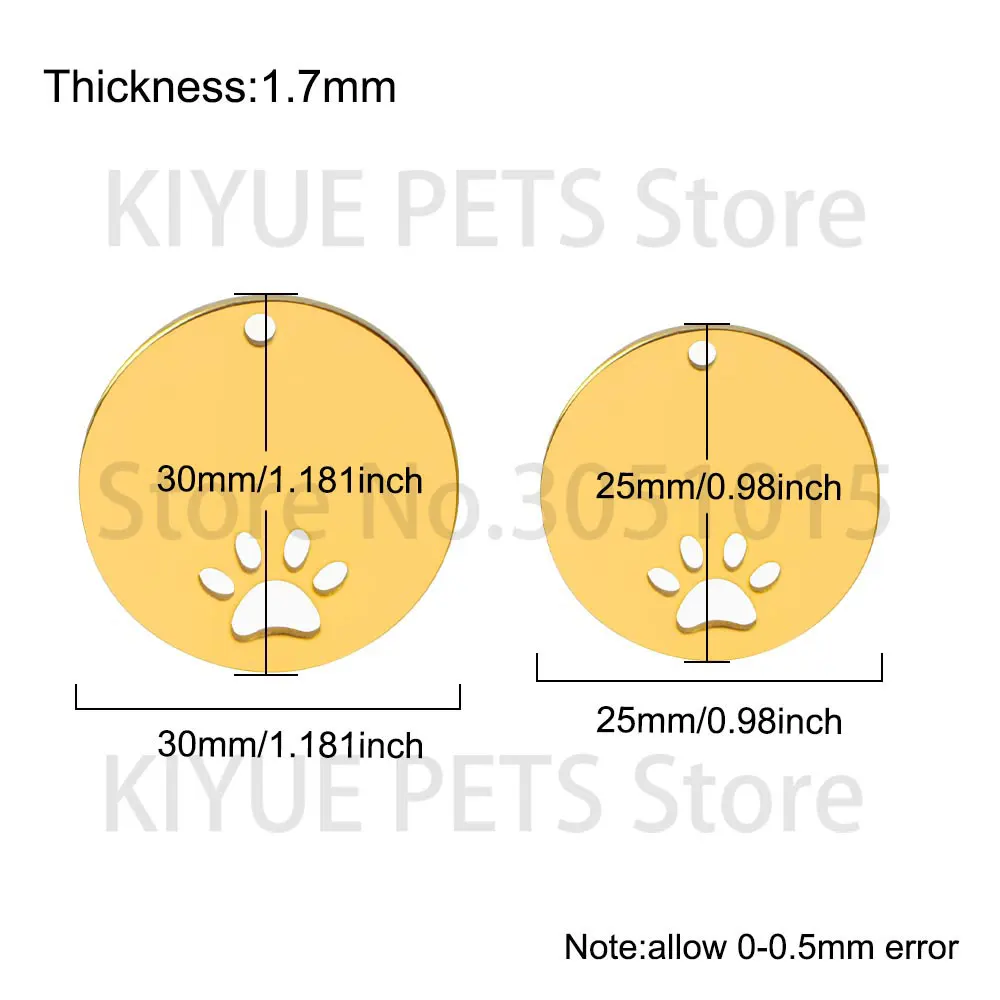 Venta al por mayor 20 piezas de identificación redonda de acero inoxidable para mascotas con etiqueta recortada colgante de Metal de moda accesorios para Collar de perro con personalidad gato - imagen 2