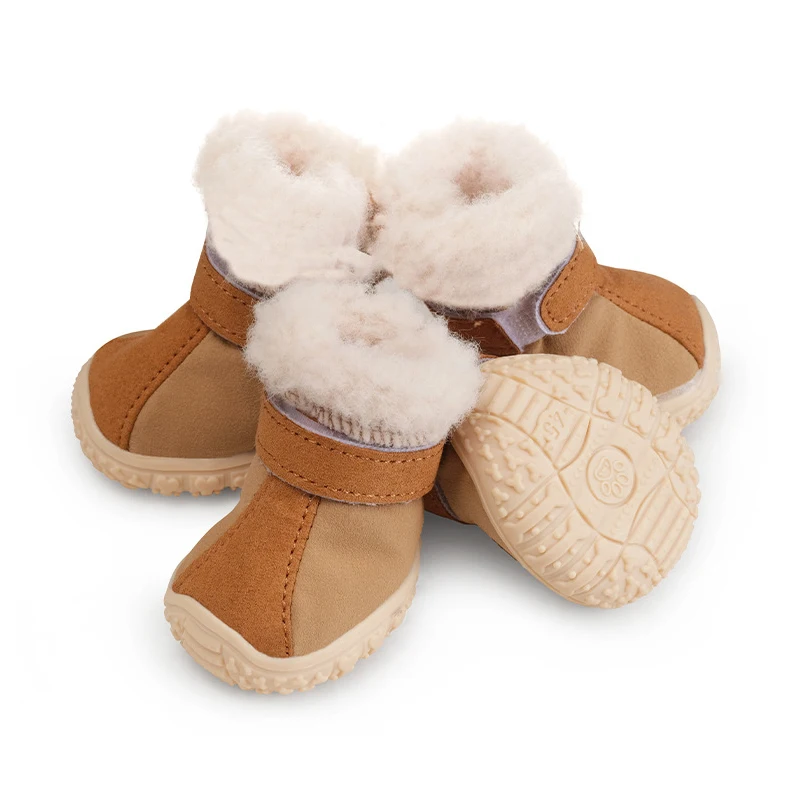Zapatos de invierno para perros, botines de nieve de gamuza repelente al agua para perros pequeños, forro polar grueso, botas de nieve cálidas para perros, antideslizantes ajustables