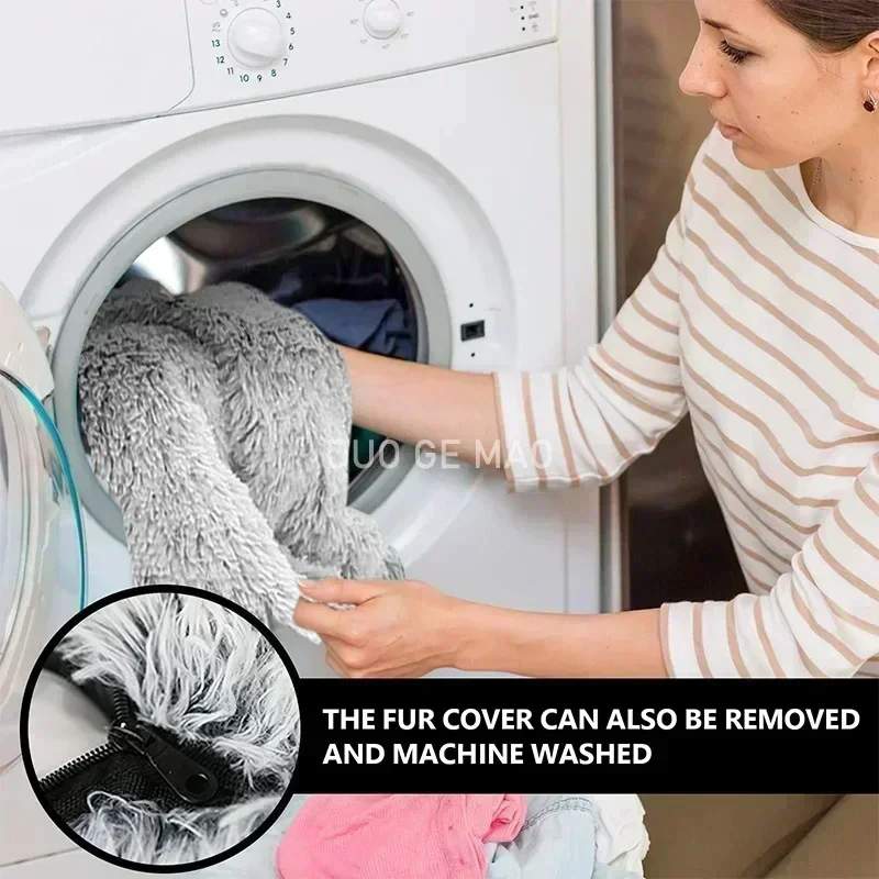 Cama gigante de felpa con funda extraíble para perros grandes, relleno de esponja 3D, almohadilla antideslizante para perrera - imagen 5