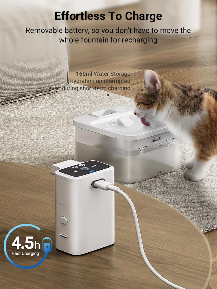 DownyPaws-fuente de agua inalámbrica para gatos, bebedero automático para mascotas con Sensor de movimiento, dispensador de agua para perros, funciona con pilas, 2,5l - imagen 5