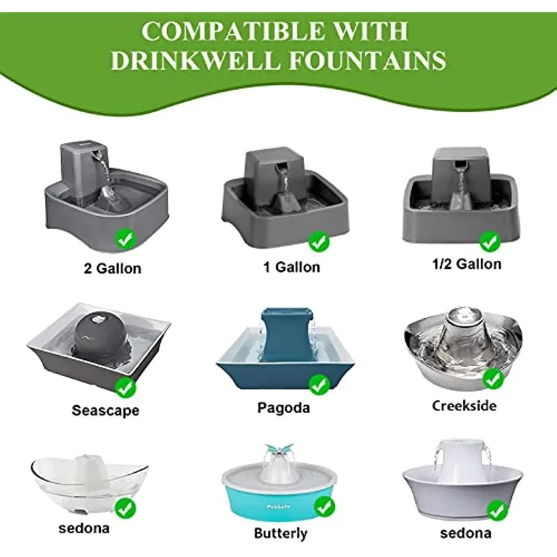 Reemplace filtros de carbón compatibles con Petsafe de 1/2 galón, 1 galón, 2 galones, playa, mariposa, Creekside, fuente de paisaje marino - imagen 2