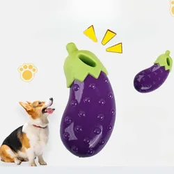 Juguete masticar perro de silicona resistente – Berenjena con sonido