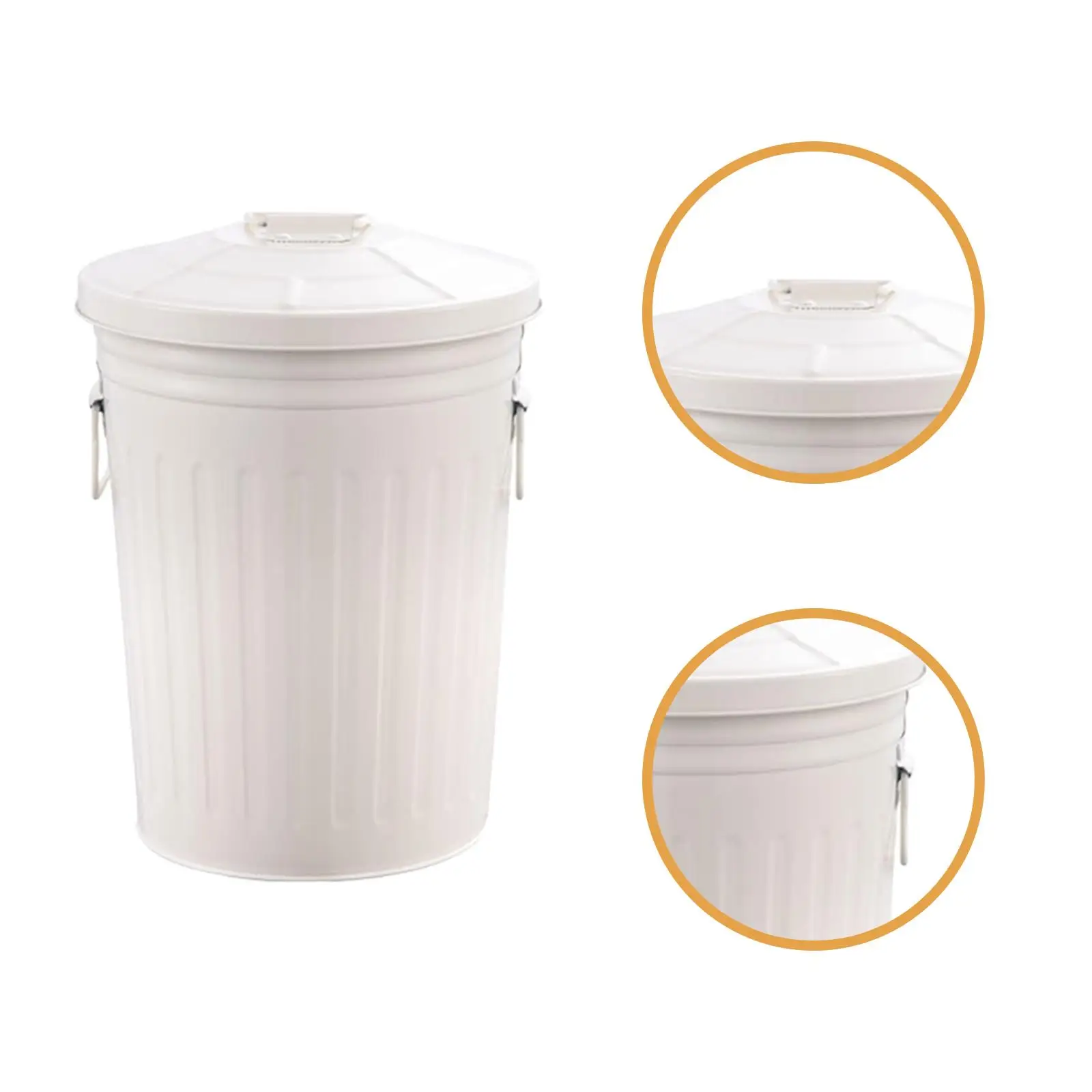 Metal Trash Can 23L Heavy Duty Decorative Sturdy Outdoor with Seal Lid Iron Garbage Can Garbage Container for Farm Garden Patio