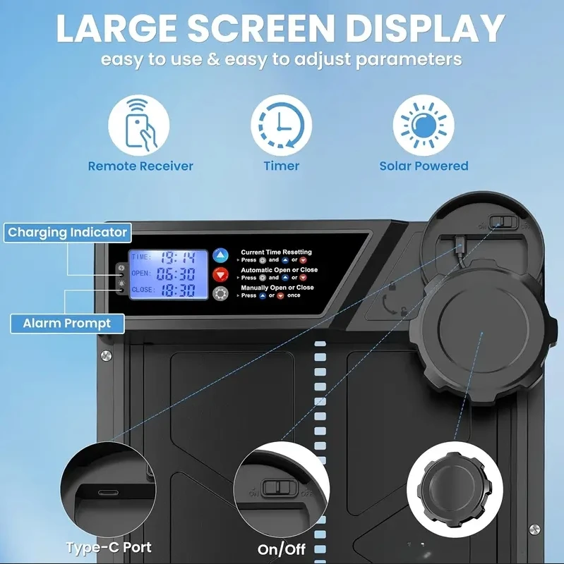 Puerta automática para gallinero con energía solar y sensor de luz - imagen 2