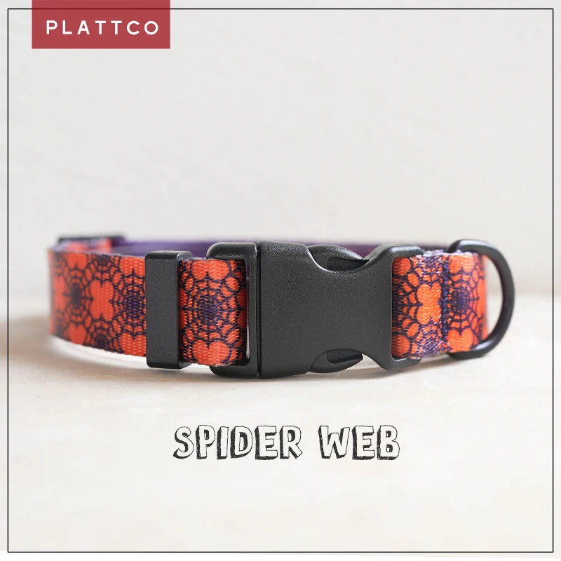 PLATTCO collar de perro de nailon personalizado SPIDER WEB collares de perro pequeños, medianos y grandes 5 tamaños PDC336