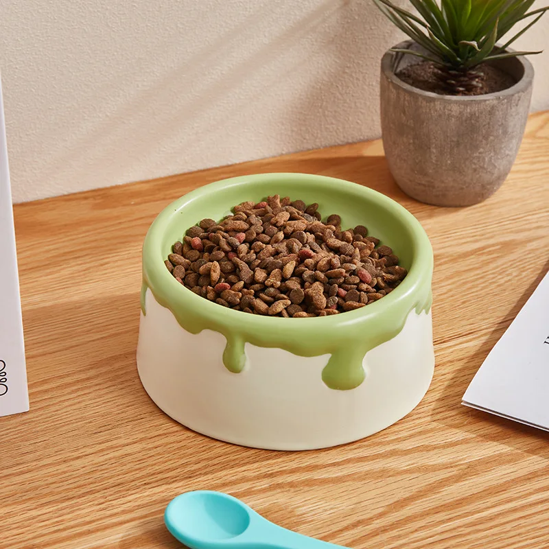 Cuenco para gatos, cuenco para beber de grano de cerámica bonito, cuencos para beber con alimentador de comida para mascotas antiobturación - imagen 3