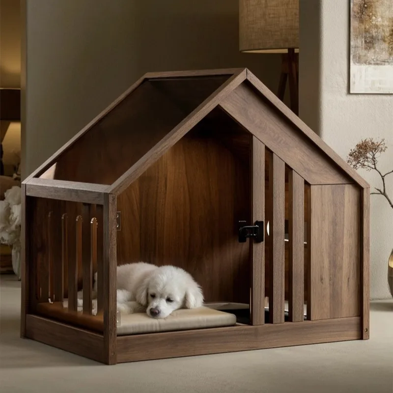 Cama para perros de madera maciza con inodoro para perros, inodoro de lujo para casa, camas para cachorros transpirables semicerradas, perrera para perros de interior fácil de limpiar - imagen 5