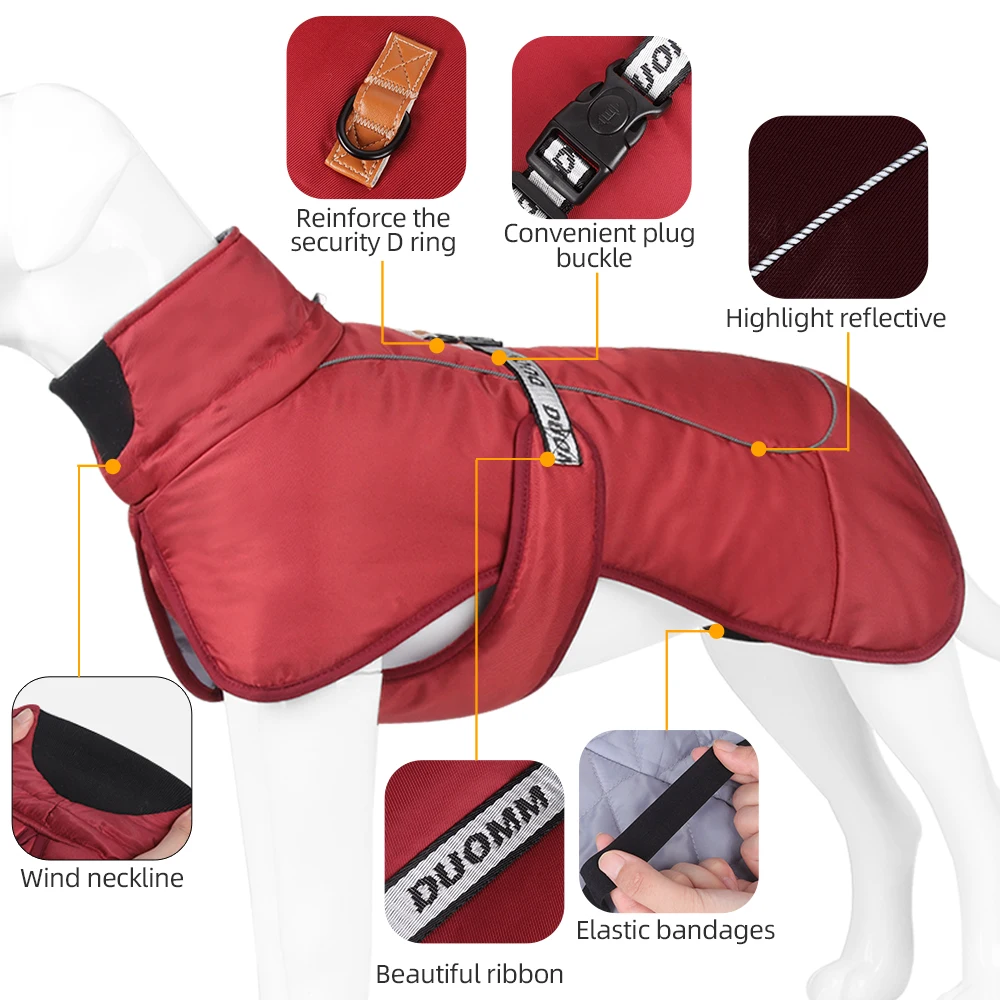 Abrigo impermeable para perros con arnés y reflectante - cuello alto - imagen 3