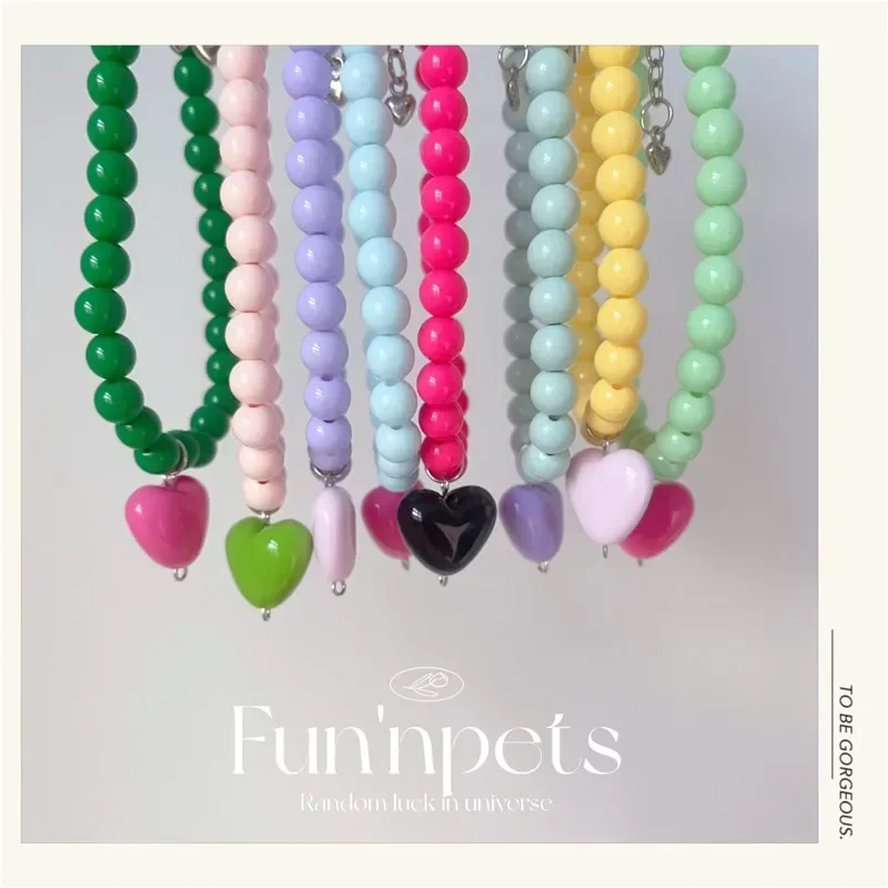 Colgante de corazón ajustable, Collar de perlas para mascotas, Collar de princesa para perros, Collar para gatos, accesorios para cachorros, cadena para perros, joyería para mascotas Chihuahua - imagen 3