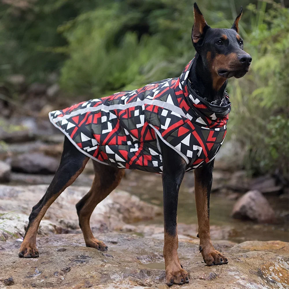 Ropa para perros de otoño e invierno, chaqueta impermeable con grafiti para mascotas para perros medianos y grandes, chaquetas para exteriores Doberman Pinscher Weimaraner