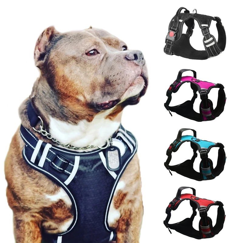 Arnés transpirable para perros grandes, chaleco ajustable para perros pequeños, medianos y grandes, correa a juego, Collar reflectante, suministros de entrenamiento para mascotas