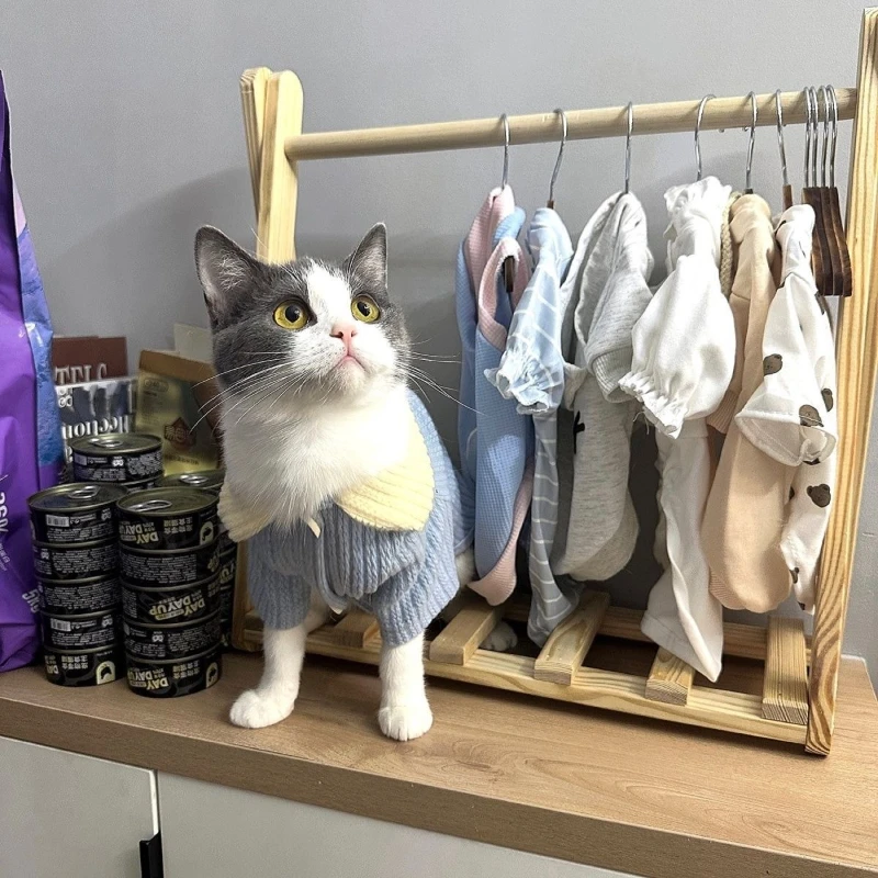 Perchas de madera para ropa de mascotas, colgador de tela para gatos, perros y gatitos, estante para ropa para perros grandes, soporte para accesorios para perros y gatos - imagen 5