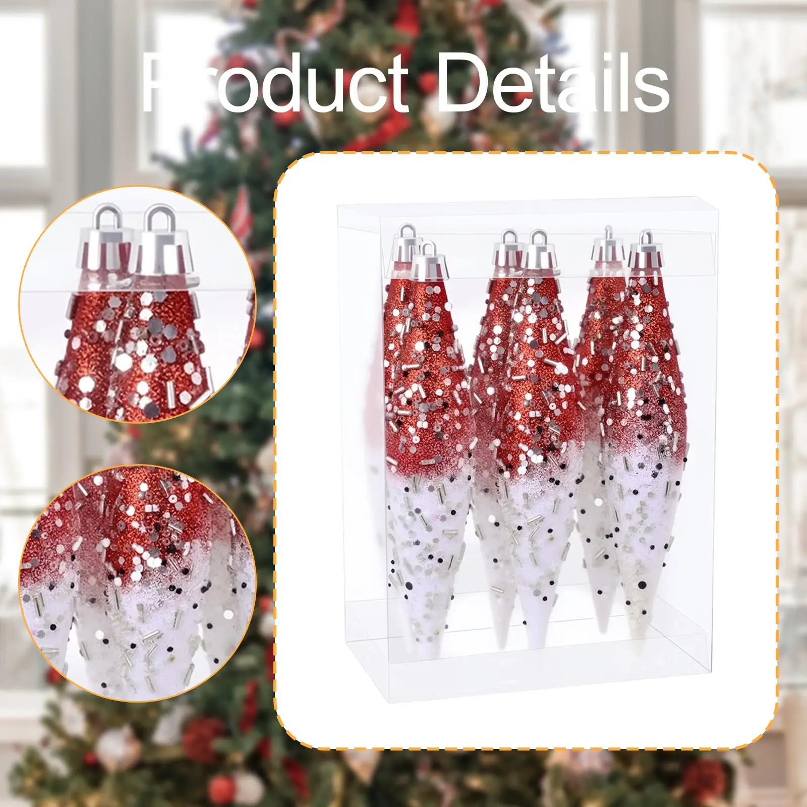 6 Pieces Christmas Droplet Hanging Ornaments Party Favor DIY