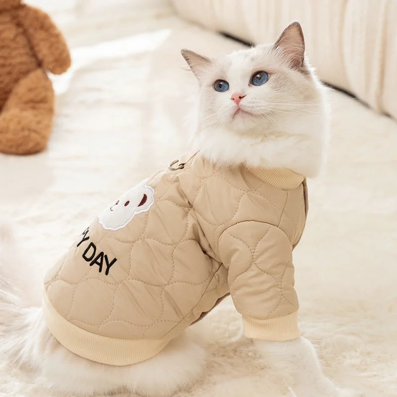 Chaqueta de invierno para perro, ropa cálida y suave para perro, chaqueta para cachorro a la moda, abrigo con estampado de oso, abrigo de algodón para gato, disfraz de Chihuahua, suministros para mascotas - imagen 2