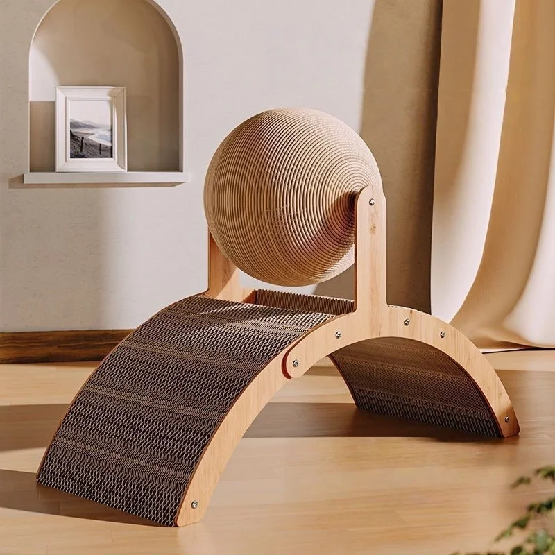 Juguete de pata de molienda para gatos, Bola para rascar gatos 2 en 1, rascador de madera para gatos, tablero rascador de Sisal, raspador de madera maciza resistente al desgaste para gatos - imagen 4