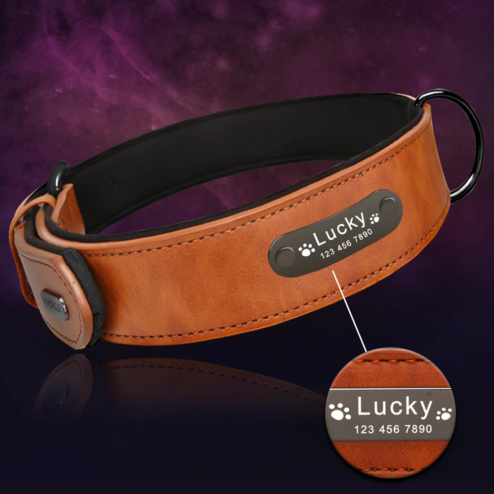 Collar personalizado de piel para perros - 10 colores