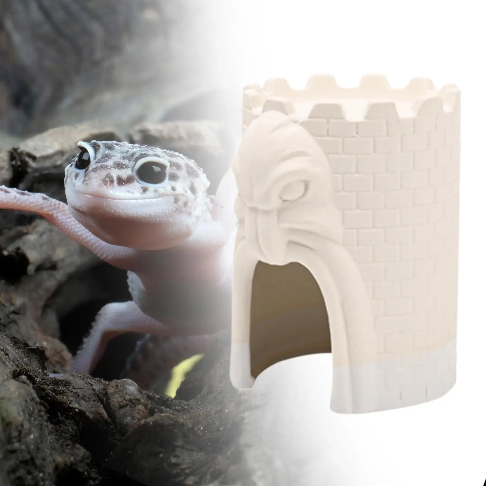 Reptile Hideout Cave Ornament Portable Easy Maintenance Decorative Landscaped Sturdy Simulation Reptile Shelter Reptiles Habitat