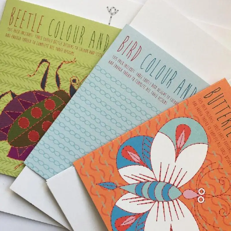 Diseños de bordado Diseños de papel de práctica de bordado Tarjetas de práctica de costura Juego de 9 con instrucciones fáciles de instalar para adultos - imagen 4