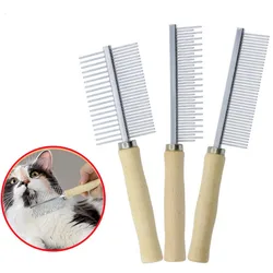 Desenredador de pelo para perros y gatos con mango de madera