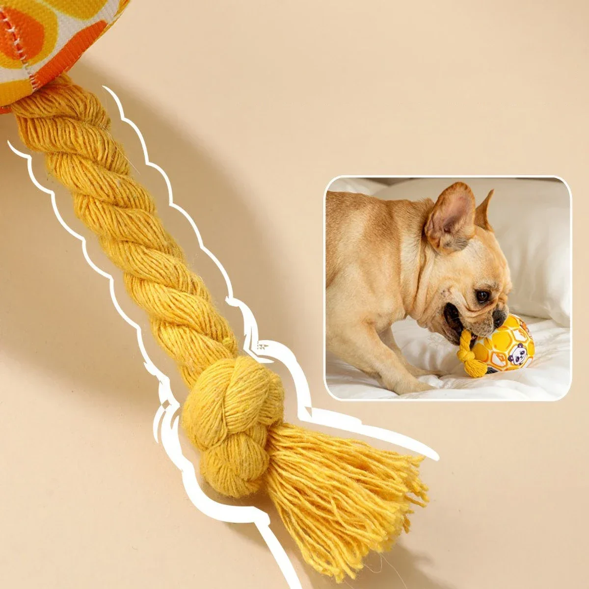 Pelota interactiva con campana para perros y gatos – Asa de cuerda - imagen 4