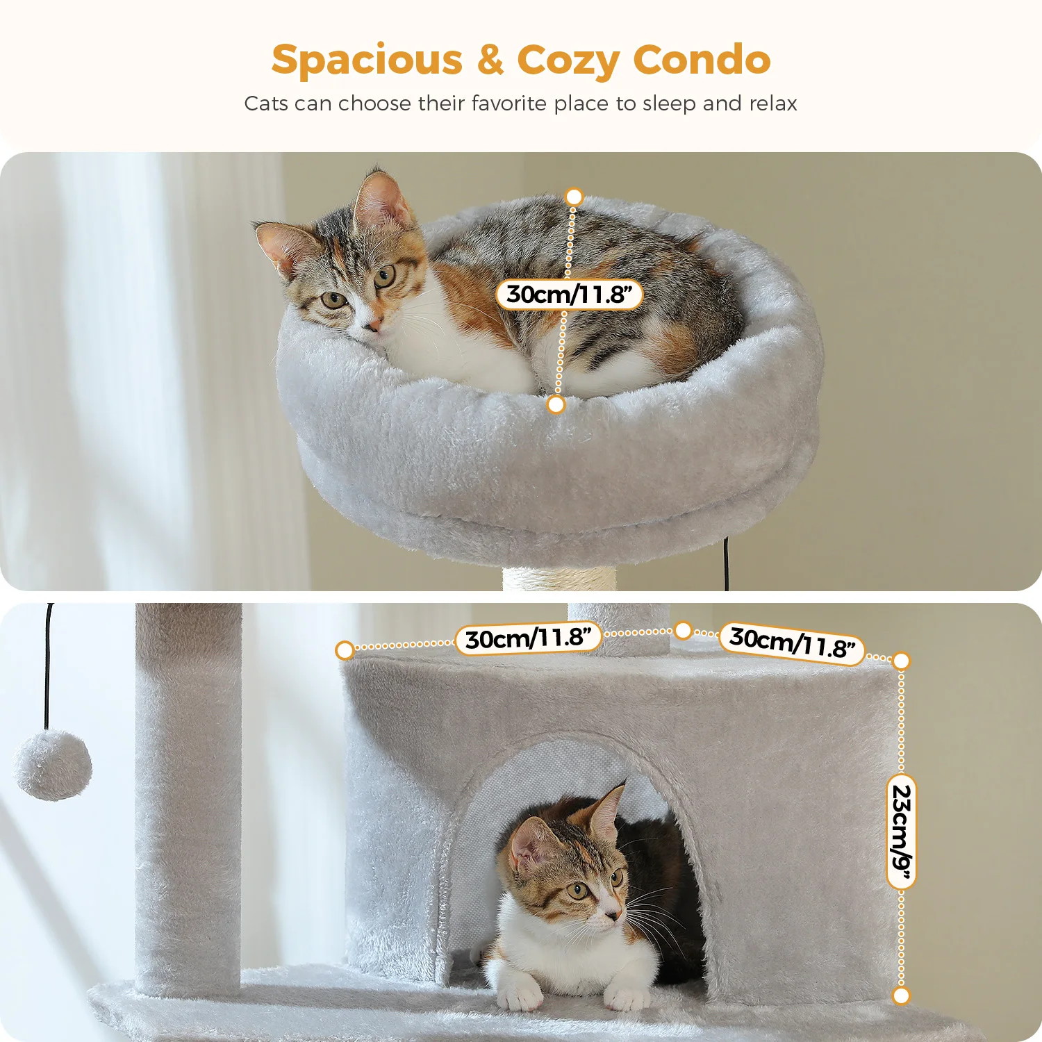 Árbol rascador para gatos 6 niveles con hamaca XL y cama acogedora - imagen 5
