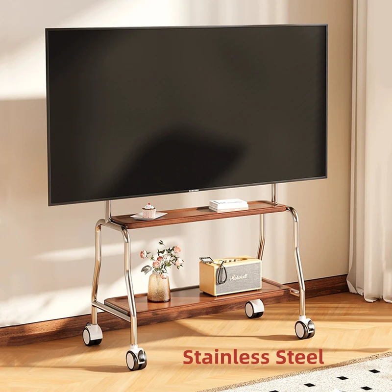 Caballete para carrito de TV móvil, soporte rodante para TV para pantallas de pantalla plana de 32 a 65 pulgadas, soporte portátil para TV de suelo de acero inoxidable con bloqueo - imagen 2