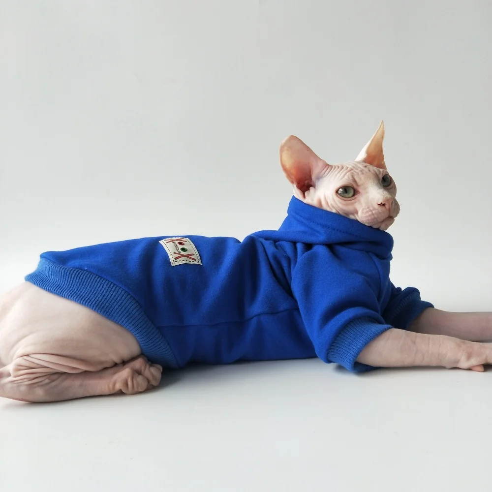 Disfraz de gato de Halloween Gato sin pelo Sombrero de bruja con capucha Otoño Abrigo de invierno Sudadera cálida de lana para gatitos Chaqueta verde roja azul - imagen 4