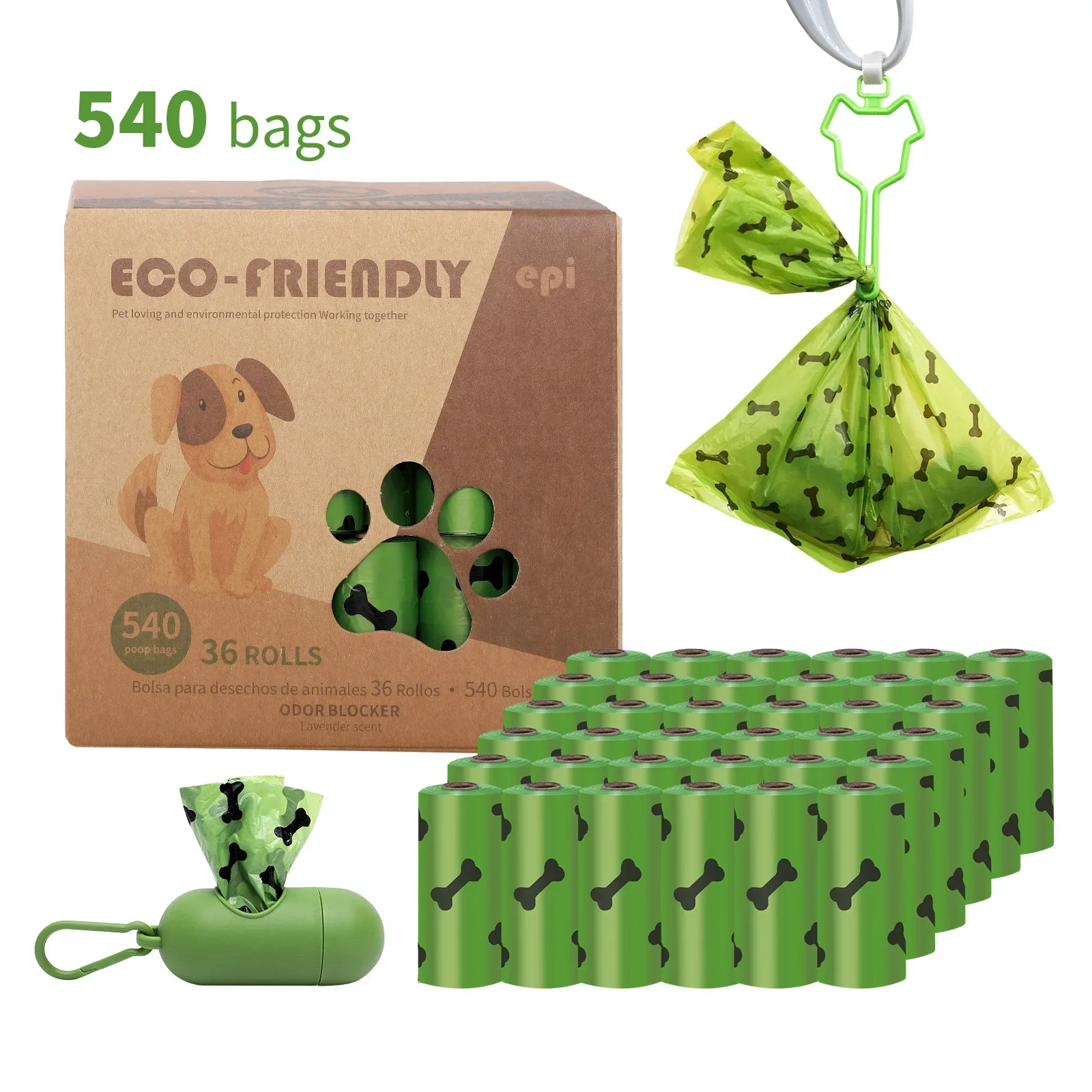 Bolsa de basura Degradable para caca de perro, herramientas de limpieza para exteriores, inodoro para mascotas y gatos
