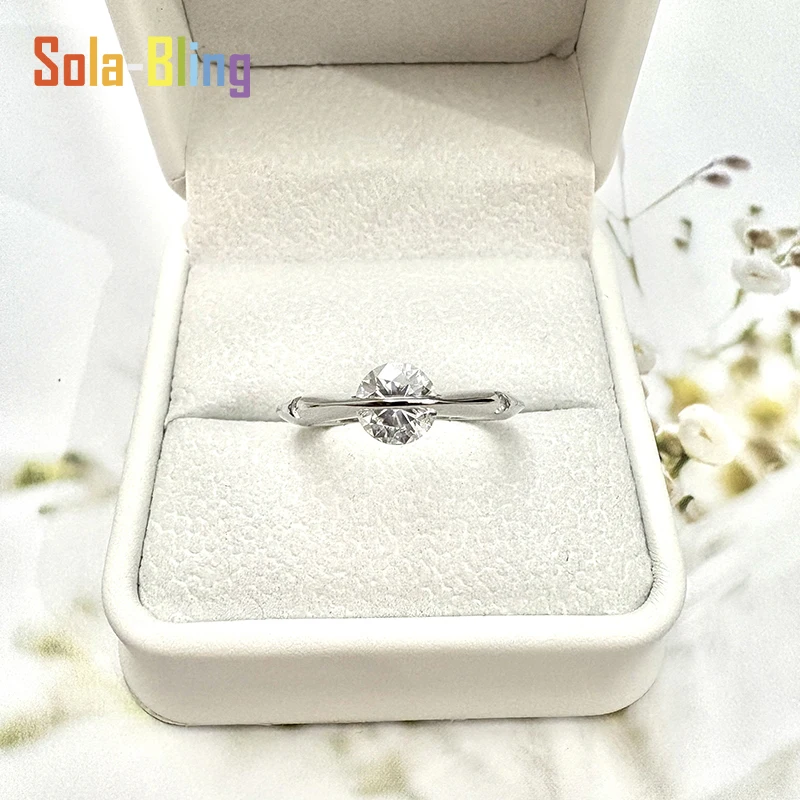 Anillos de plata de ley 925 Sola-Bling, bolígrafo probador de diamantes de 100%, anillo de moissanita para mujer, bandas de eternidad de boda brillantes - imagen 2