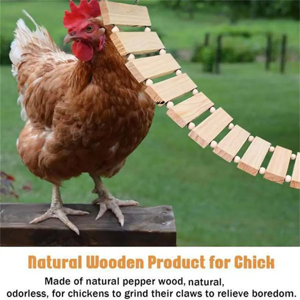 Juguete de pollo de madera Natural, escalera grande para columpio de pájaro, soporte de madera, percha colgante para aves de corral, gallo, gallina, loro, guacamayo, gallinero, decoración - imagen 5